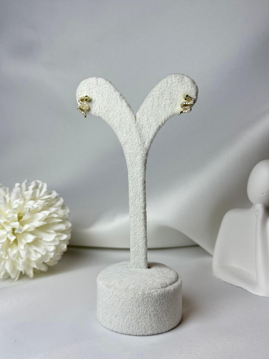 Yeşil Göz Detay Gümüş Yılan Küpe