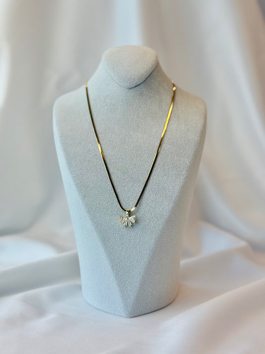 Zirkon Taşlı Kurdele Kolye