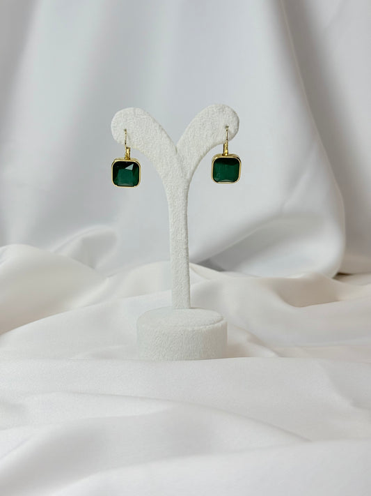 Zümrüt Yeşili Vintage Kare Küpe