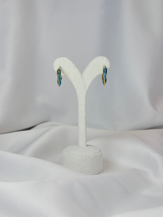 Mavi Mineli Kare Küpe