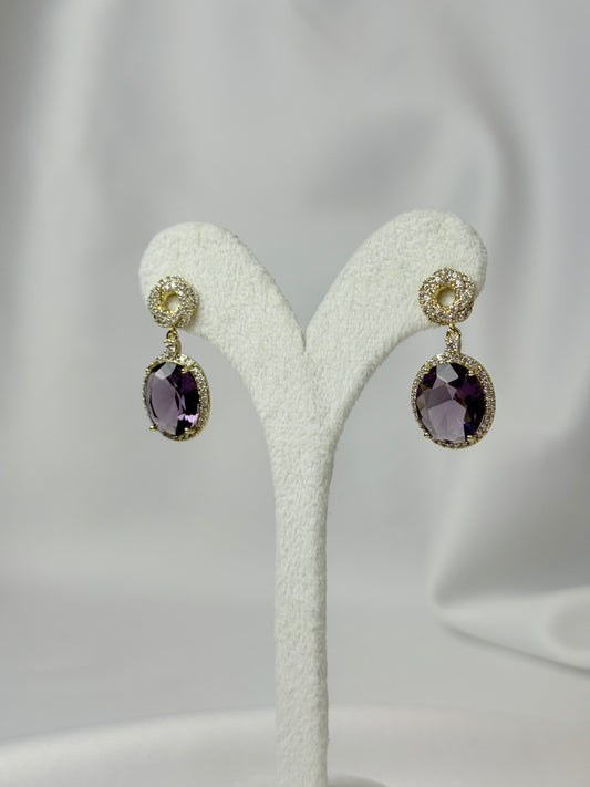 Özel Seri Xuping Mor Zirkon Vintage Küpe