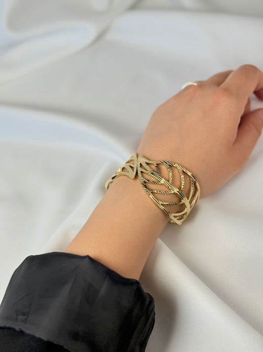 Yaprak Desen Kelepçe Bilezik