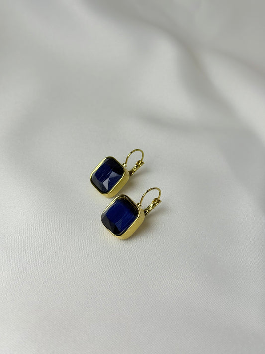 Lacivert Vintage Kare Küpe