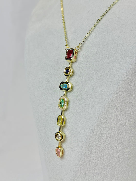 Zirkon Taş Renkli Y Kolye