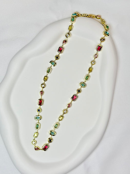 Zirkon Taş Renkli Baget Kolye