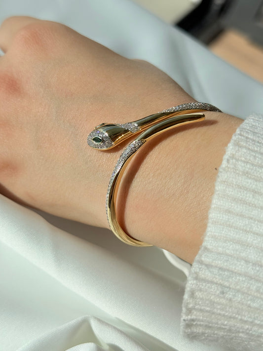 Taşlı Yılan Gold Zirkon Bilezik