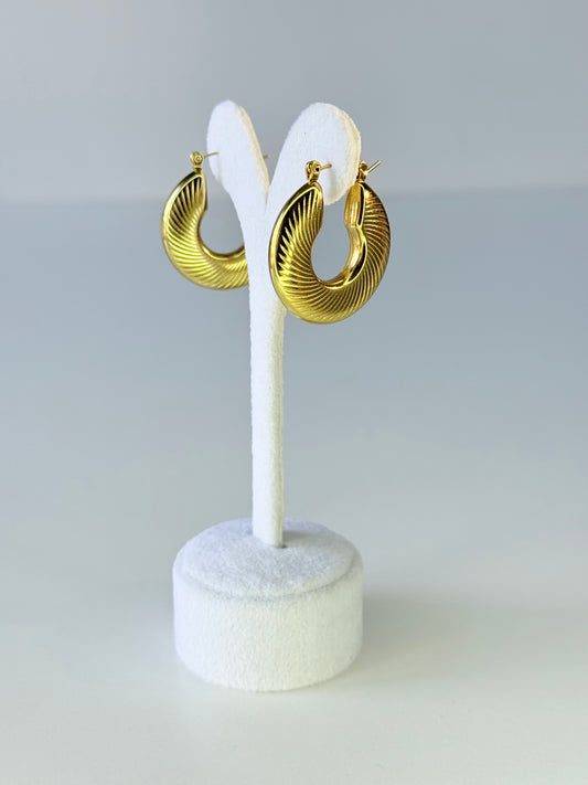 Çizgili Yassı Halka Küpe