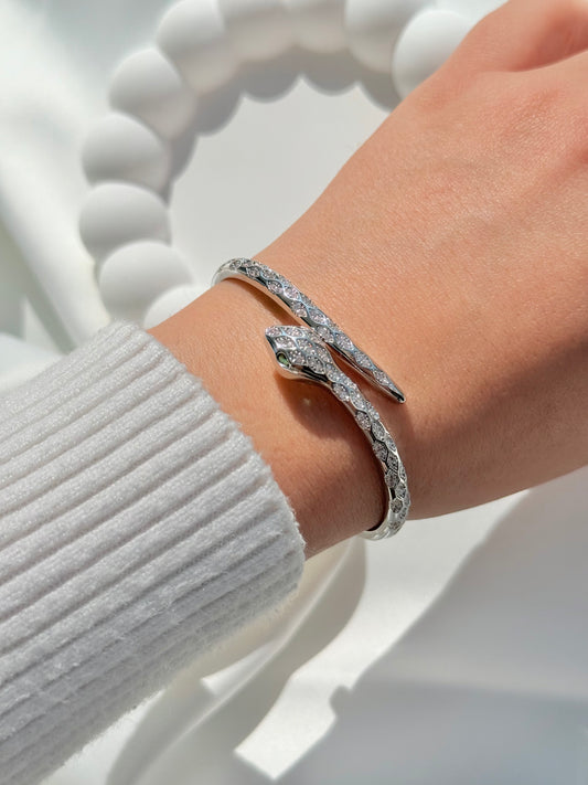 Taşlı Yılan Silver Zirkon Bilezik