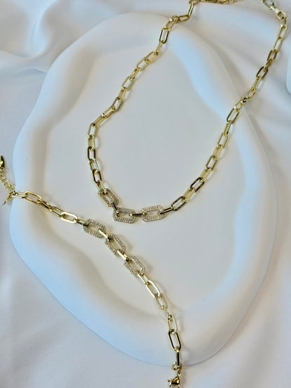 Özel Seri Xuping Taşlı Zincir Kolye/Bileklik Set