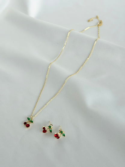 Özel Seri Xuping Yaz Kirazı Kolye Küpe Set