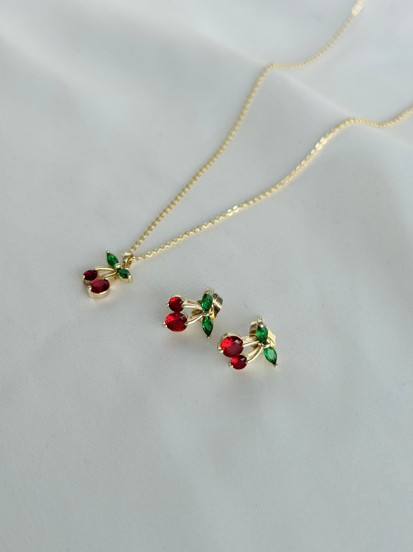 Özel Seri Xuping Yaz Kirazı Kolye Küpe Set