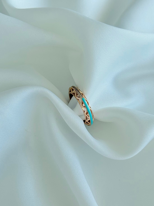 Özel Seri Xuping Çift Desen Mavi Yüzük