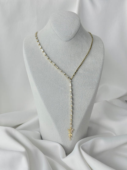 Zirkon Taşlı Ezme Zincir Y Kolye