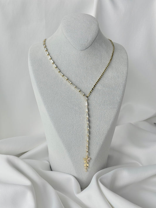 Zirkon Taşlı Ezme Zincir Y Kolye